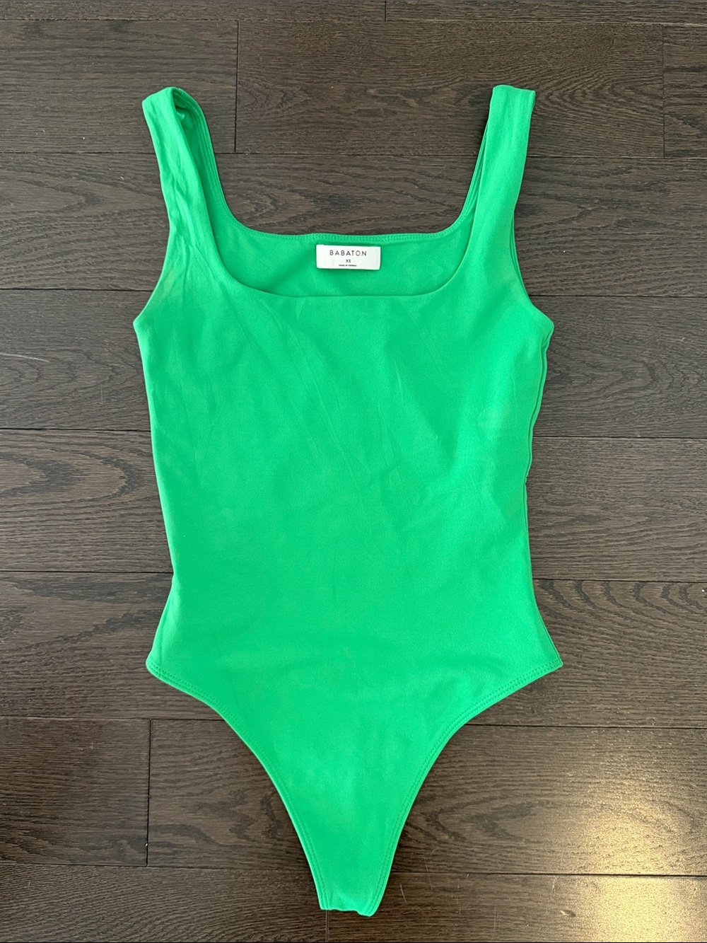 Babaton Green Square-Neck Bodysuit